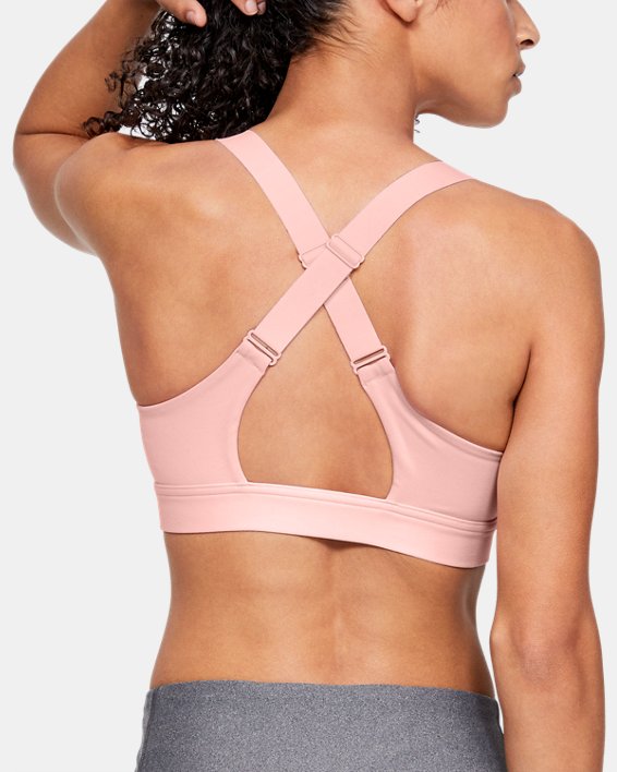 Women's Armour® Eclipse High — Zip Sports Bra, Pink, pdpMainDesktop image number 1